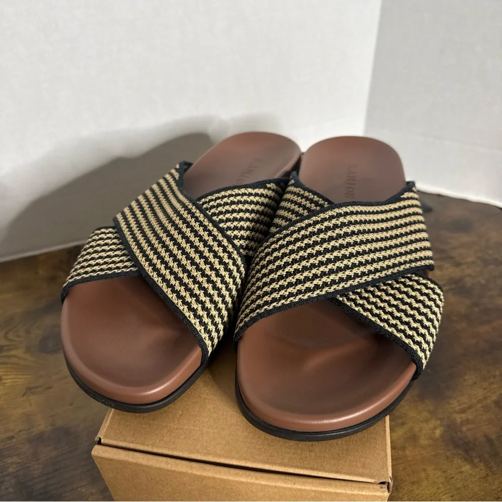 Rothy’s Women’s Sandals The Weekend Slide Toffee Stripe Size 6/12 NEW - Picture 7 of 7
